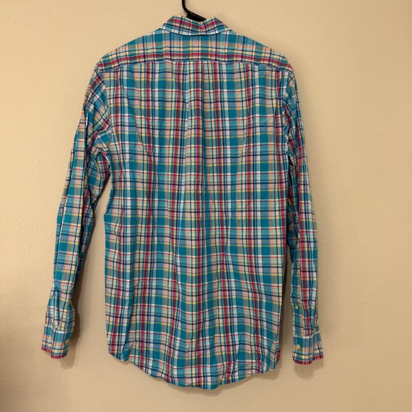 Ralph Lauren Men's Turquoise Plaid Long Sleeve Shirt Size M Preppy - Picture 2 of 7